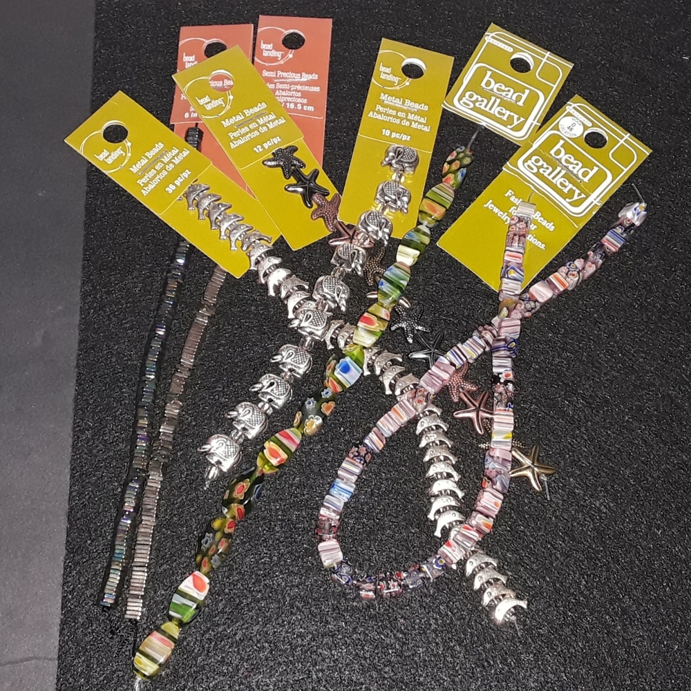 Beads, Semi-Precious Stone, Metal & Glass Bead Strands (7) - Bead Gallery - NWT